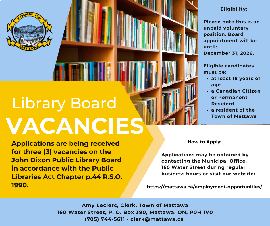 Employment Opportunities Mattawa Ca   Library Board Vacancy Ad 2023 